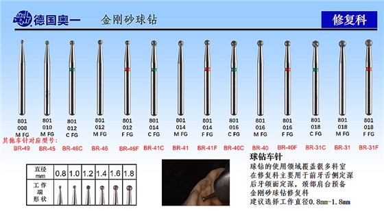 德國(guó)奧一修復(fù)車針金剛砂球鉆