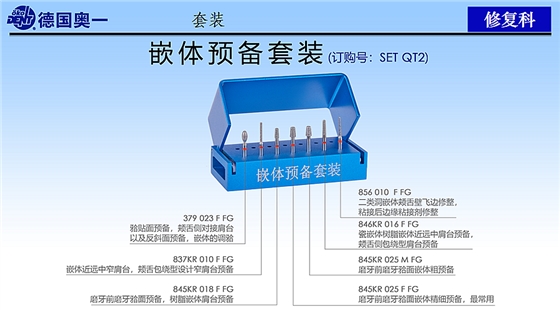 德國(guó)奧一修復(fù)車針嵌體預(yù)備套裝