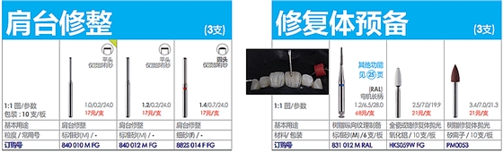 德國(guó)奧一修復(fù)車針肩臺(tái)修整、修復(fù)體預(yù)備