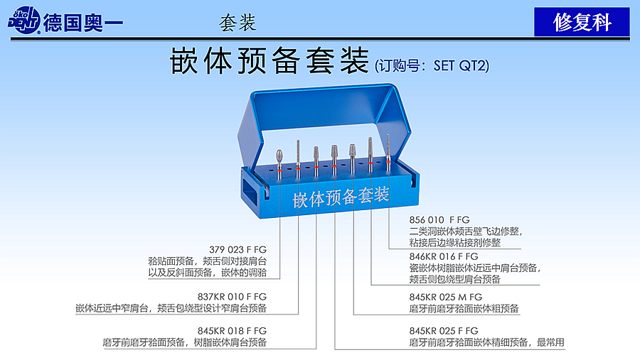 德國奧一修復車針嵌體預備套裝