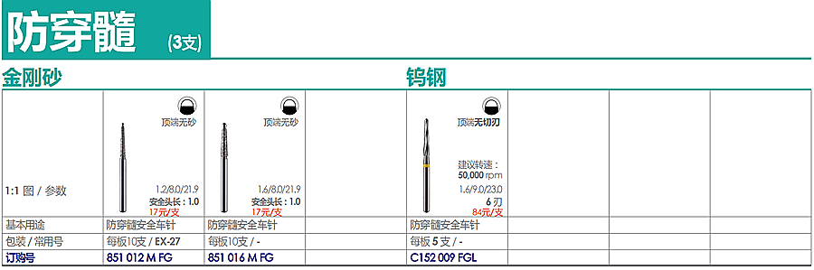 德國奧一防穿髓車針